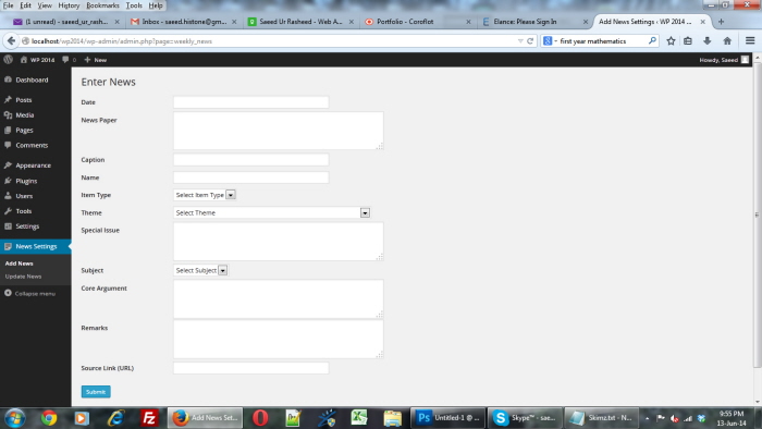 Wordpress Custom Plugin for News Archiving and Storing